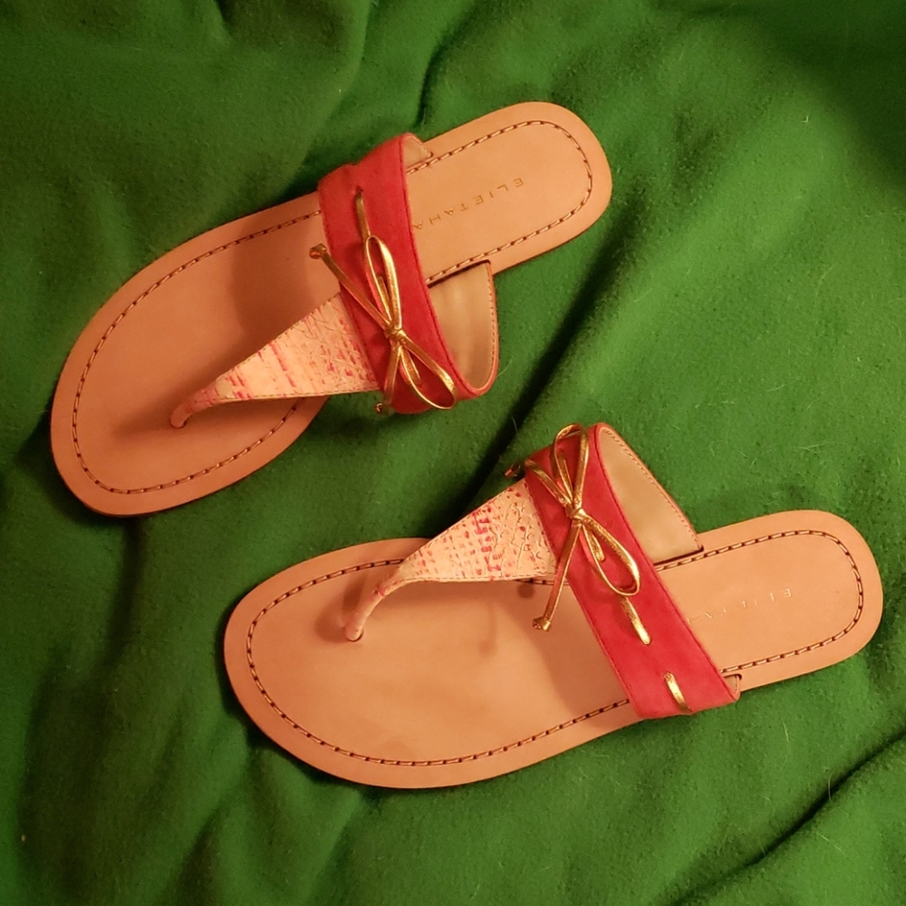 Elie Tahari sandals size 9 pink white tan